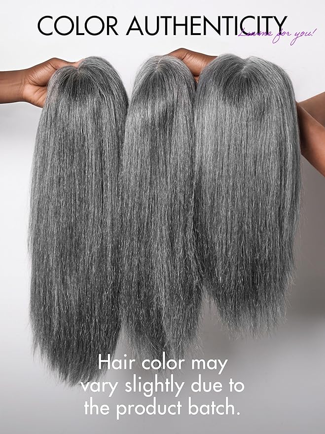 LUVME HAIR 16 Inch Grey Salt & Pepper Silky Straight Wig Human Hair Glueless HD Lace Bob Wig with Mix Grey Color, pre plucked pre cut Lace Ready to Go Wigs For Women