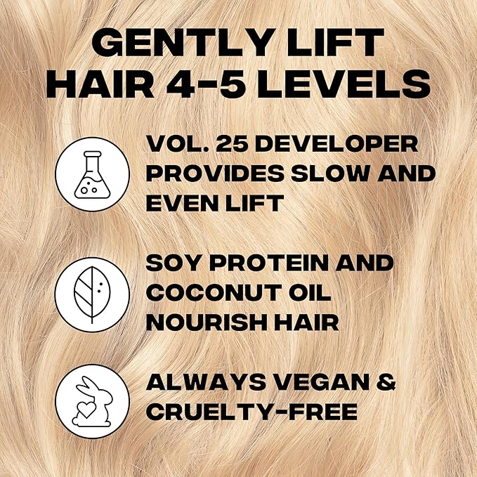 Good Dye Young Hair Lightener Kit with Dust Free Powder Lightener and 25 Volume Developer - Moisturizing Bleaching Kit - Vegan Hair Bleach (4 oz.)