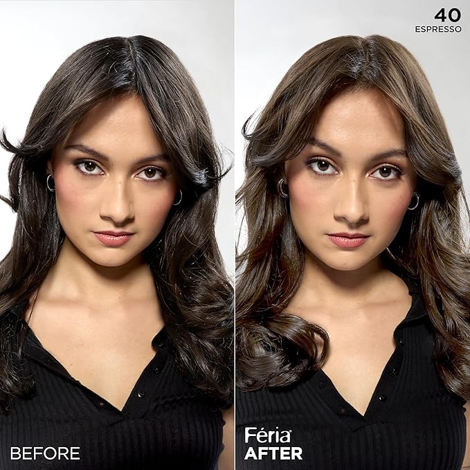 L'Oreal Paris Feria Multi-Faceted Shimmering Permanent Hair Color, 40 Espresso, Pack of 1 Hair Dye Kit