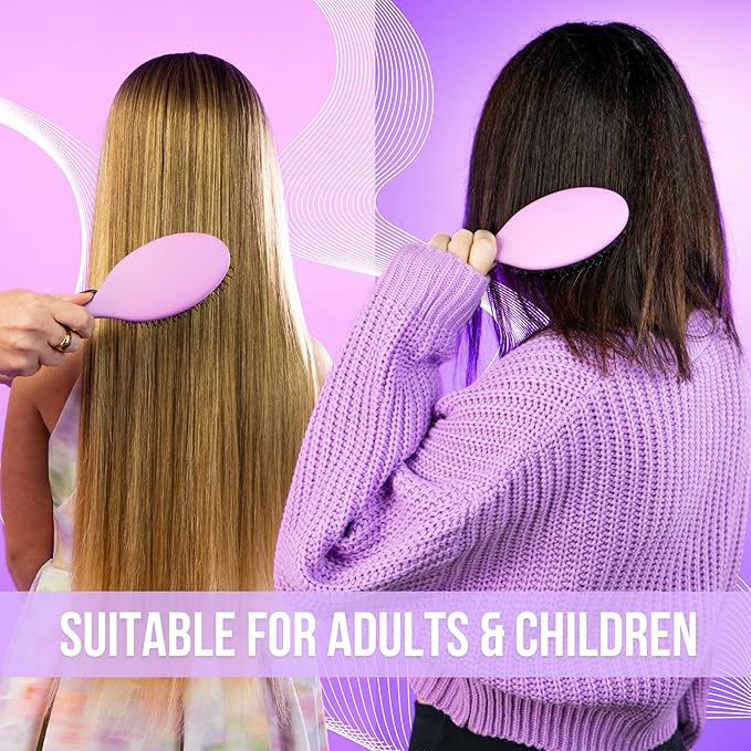 SimplyHair Ultimate Hair Extension Brush & Detangler Anti-Static, Dual Bristle Design, Soft Boar Bristle, Great for All Hair Types & Extensions - Pink & Purple Ombre Brush Ideal for Adults & Kids