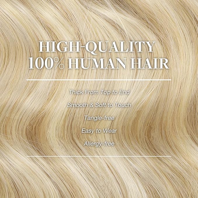 GOO GOO Clip in Hair Extensions Real Human Hair, Remy Human Hair Extensions Clip ins for Women, Natural Human Hair, 14inch 150g 9Pcs, 18A/613A Dark Blonde Highlighted Bleach Blonde