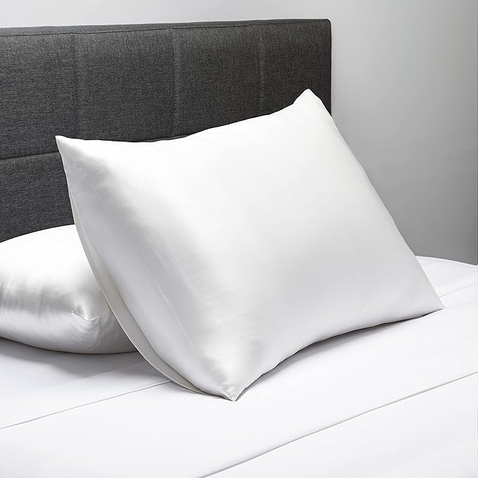 Fishers Finery 25mm 100% Pure Mulberry Silk Pillowcase Set (White Queen 2 Pack)