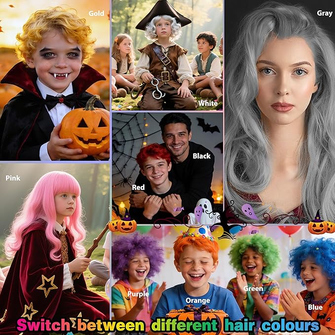 White Temporary Hair Color Spray for Kids, Silver Instant Colored Hair Dye Alternative for Boys Girls Teens Men Women, Quick Styling for Party Christmas Halloween, Disposable Washable, 150ml