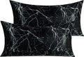 NTBAY 2 Pack Satin King Pillowcases for Hair and Skin, Luxurious and Silky Marbling Printed Pillow Cases with Envelope Closure, 20x36 Inches, Black