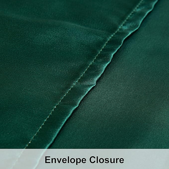 NTBAY 12 Pack Satin Queen Pillowcases for Hair and Skin, Luxurious and Silky Pillow Cases with Envelope Closure, 20 x 30 Inches, Dark Green