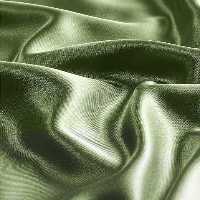 BEDELITE Satin Pillowcase with Zipper, Cedar Green King Size Pillow Cases Set of 2, Super Soft and Cooling Similar to Silk Pillow Cases, Gift for Women Men(20x36 Inches)
