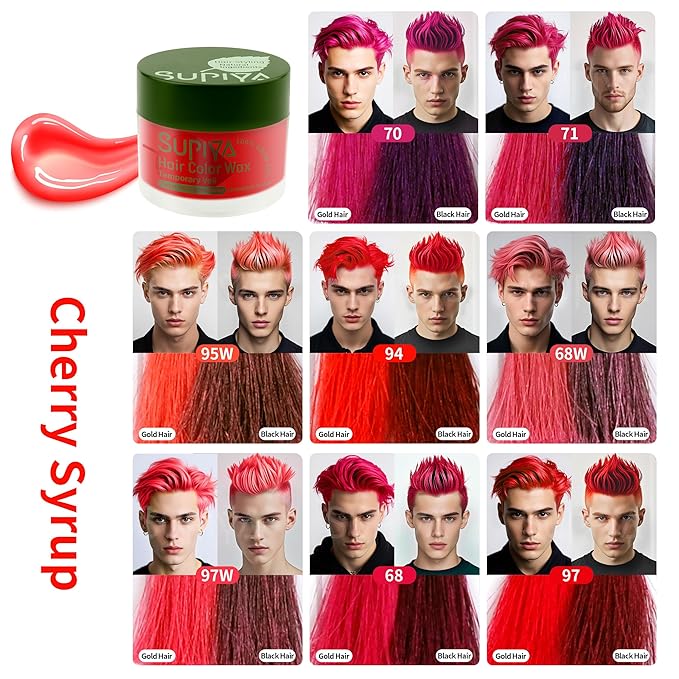 Temporary Hair Color Wax for Men - SUPIYA Washable Hair Wax Color, All-Day Hold Disposable Hair Wax for Party, Cosplay & Daily (Color # 97W)