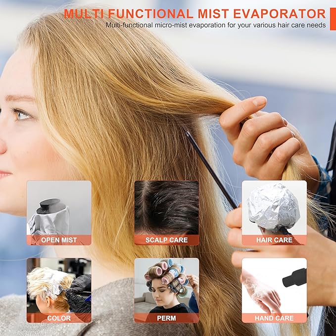Hair Steamer Micro Mist Scalp Detoxify for Hair Wash Reclining Chair Bed Attachment Professional Hair Care for Salon SPA Barber Shop (LED Deco Draw 6th Gene White)