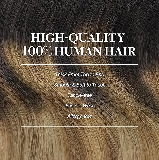 GOO GOO Clip in Hair Extensions Real Human Hair, Remy Human Hair Extensions Clip ins for Women, Natural Human Hair, 12inch 85g 7Pcs, 2/6/18 Balayage Brown to Dirty Blonde