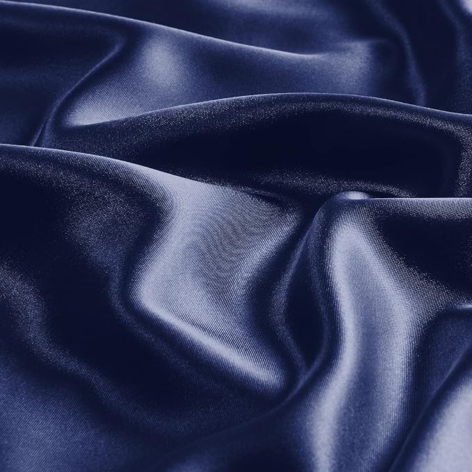 BEDELITE Satin Pillowcase with Zipper, Navy Pillow Cases Queen Size Set of 2, Super Soft and Cooling Similar to Silk Pillow Cases, Gift for Women Men(20x30 Inches)