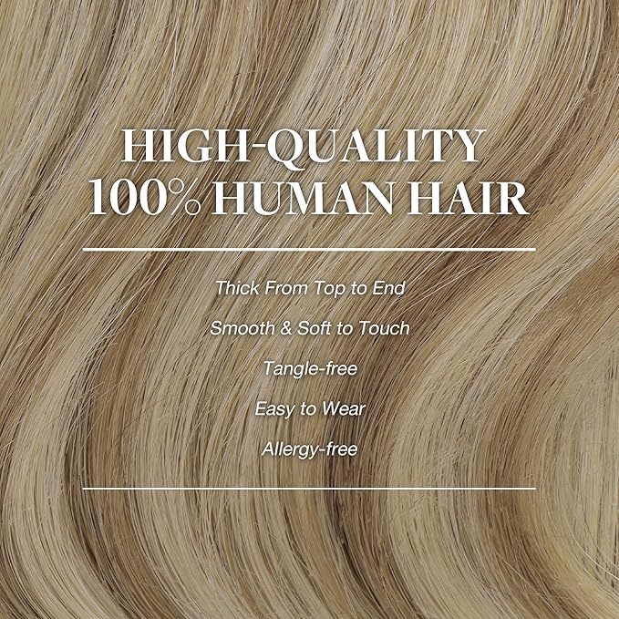 GOO GOO Clip in Hair Extensions Real Human Hair, Remy Human Hair Extensions Clip ins for Women, Natural Human Hair, 20inch 120g 7Pcs, 8A/22 Medium Brown Highlighted Golden Blonde