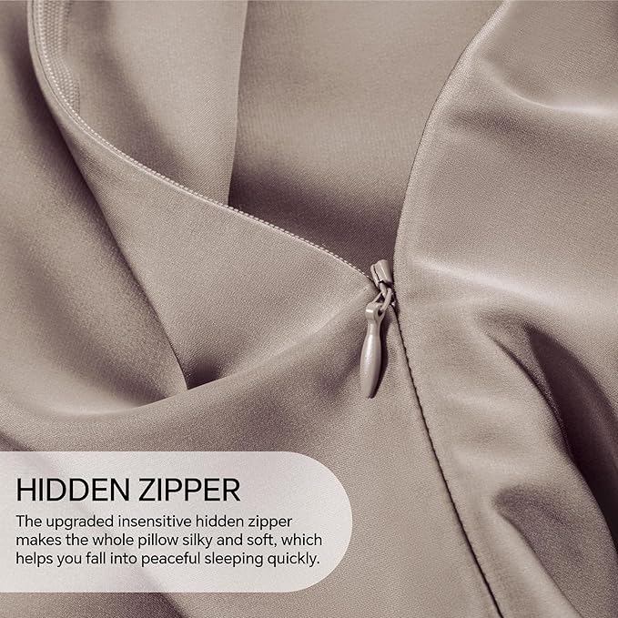 INFIIXSO Mulberry Silk Pillowcase for Hair and Skin, Silk Pillow Cases Queen Size Set of 2 with Hidden Zipper 20x30 Inches, Ultra Smooth and Soft Cooling Pillow Cases for Hot Sleepers(Caramel, 2 Pack)