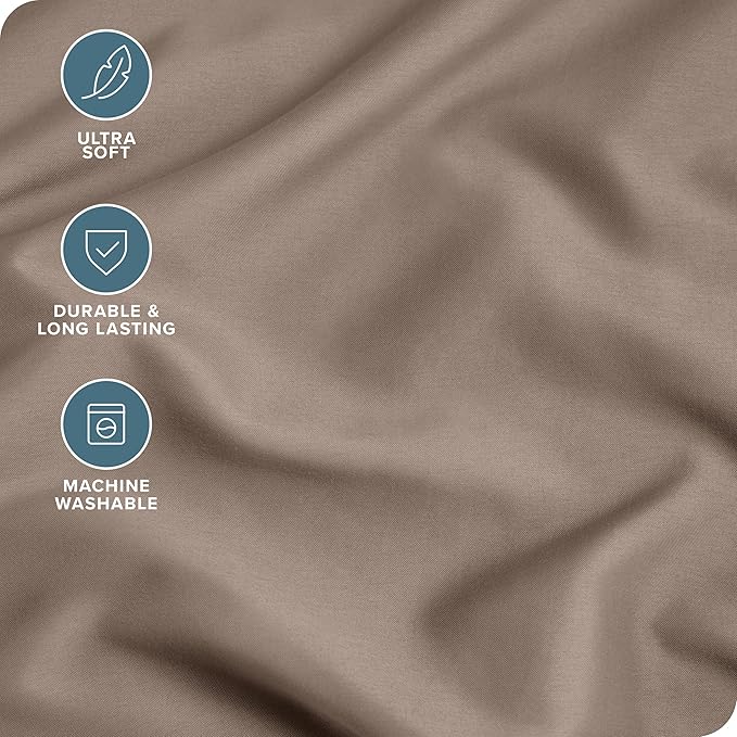 Bare Home Microfiber Pillow Cases - King 20x36 - Cooling Pillowcases - Double Brushed - Easy Care - Envelope Closure (King Pillowcase Set of 2, Taupe)