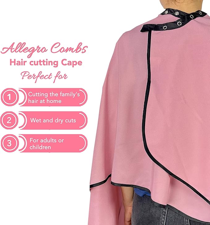 Allegro Combs Cutting Capes Adjustable 46X60 In. One-Size-Fits-All Stainless Steel Snap Buttons