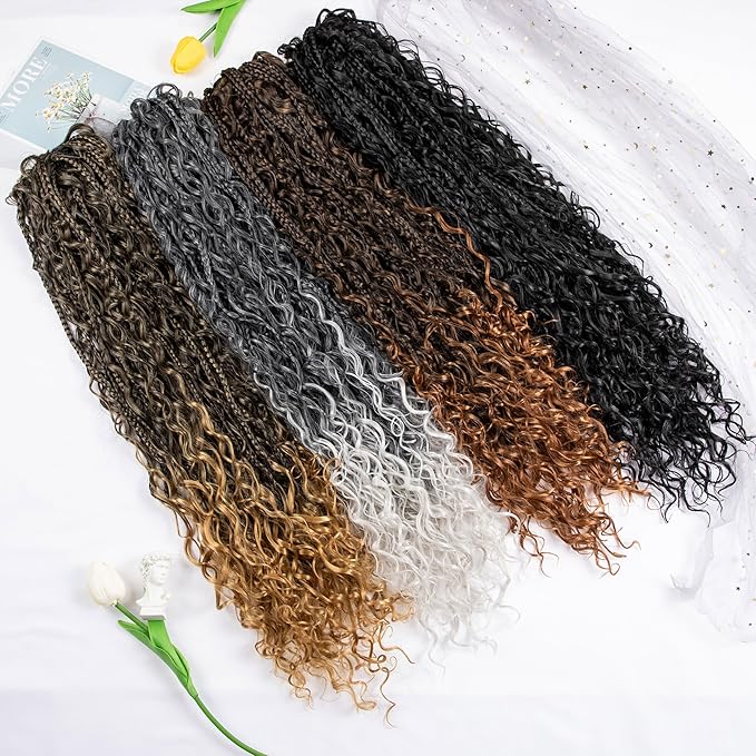Drawstring Ponytail for Women Boho Box Braids with Long Wavy Hair Ponytail Extension Synthetic Hair Extensions Ponytail for Daily Use (4#, 18 Inch)