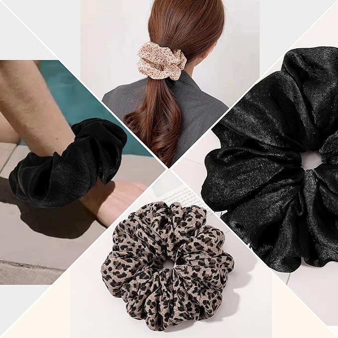 Scrunchies Hair Ties for Women Big Silk Satin Scrunchie Large Oversized Ligas Para el Cabello De Mujer Decorations Cute Jumbo Coth Ponytail Hair Scrunchy Giant Purple Hair Accessories Gift for Girls