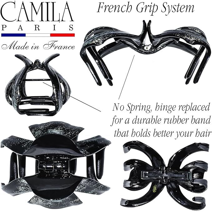 Camila Paris CP3870 French Octopus Hair Clip for Women Thick Hair and Long Curly Wavy Hair, Girls Hair Claw Clips, Styling Claw Clip for Thick Hair, Strong Hold No Slip Grip, Made in France