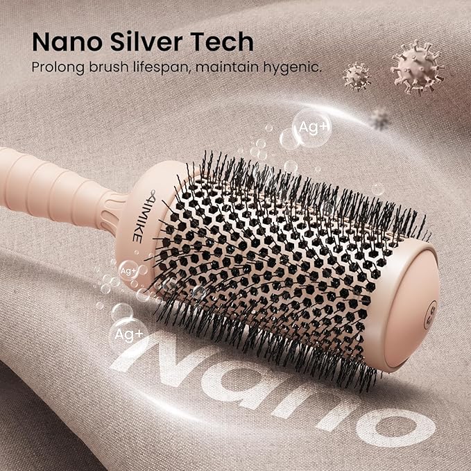 AIMIKE Round Hair Brush, 2.1 inch Nano Ion Thermal Ceramic Tech, Large Round Brush for Blow Drying & Styling, Maximum Volume and Shine, Barrel 2.1 inch, for Thick Curly Hair, Unisex