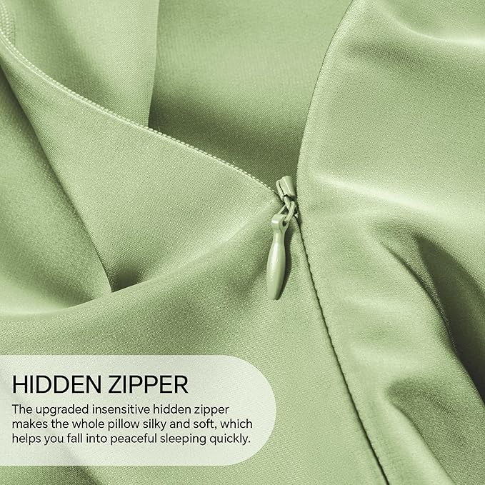 INFIIXSO Mulberry Silk Pillow Case King Size, Silk Pillowcase with Hidden Zipper 20"x36", Extraordinary Smooth and Soft Pillow Cases for Hair and Skin(Sage Green, 1 Pack)