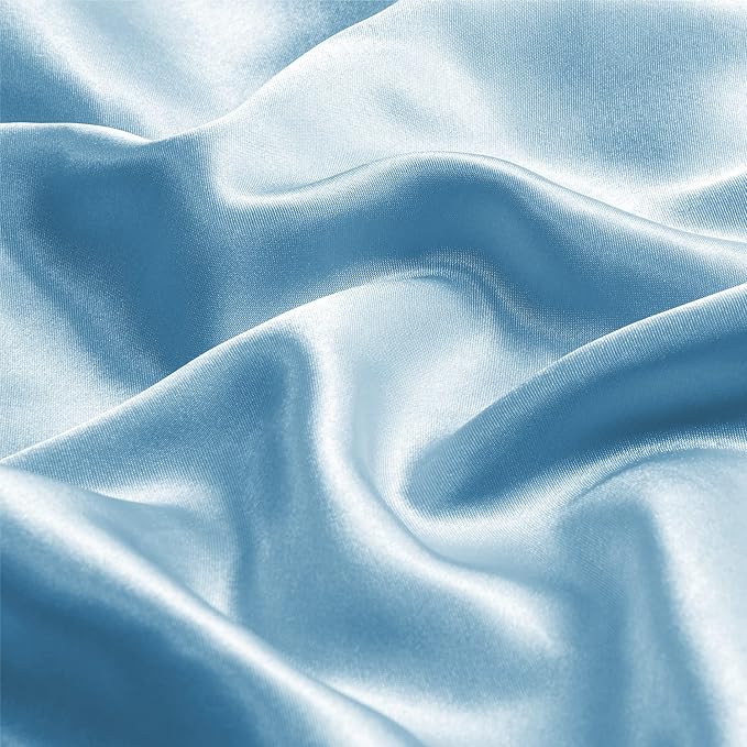 BEDELITE Satin Pillowcase with Zipper 2 Pack, Blue Pillow Cases Standard Size, Super Soft and Cooling Similar to Silk Pillow Cases, Gift for Women Men(20x26 Inches)