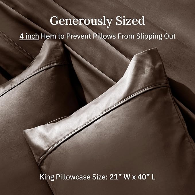 California Design Den Cotton King Pillowcase Set - 400 Thread Count, 100% Cotton Sateen Pillowcases, Set of 2 Pillow Covers, Soft and Breathable - Espresso Chocolate Brown