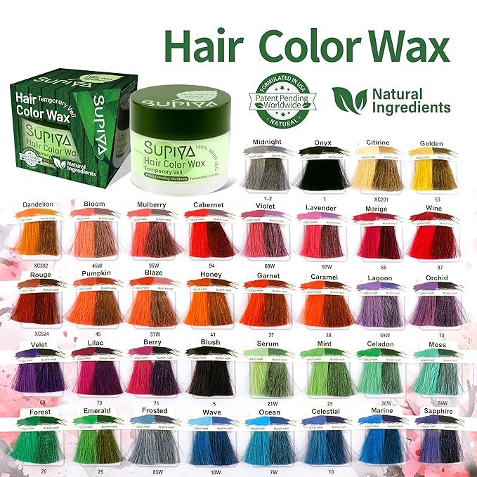 Temporary Hair Color Wax for Men - SUPIYA Washable Dark Green Hair Wax Color, All-Day Hold Disposable Hair Dye for Christmas, Cosplay & Daily (Emerald Color #25)