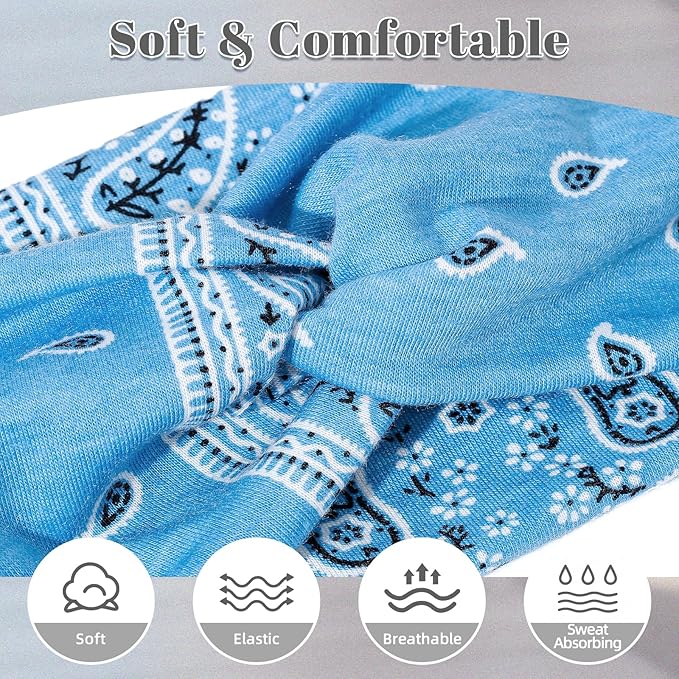 6-Piece Cute Headbands for Women, Stretchy Non Slip Thick Headband for Women’s Hair, Soft Elastic Head Bands for Yoga Running Sport Workout (Boho Style)