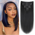 14 Inch Straight Clip ins For Women 100% Unprocessed Brazilian Virgin Hair Wear and Go Straight Clip in Hair Extensions Affrodable Clip on Hair 8pcs With 18 Clips 120g Natural Color