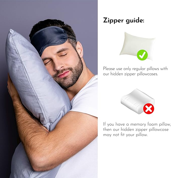 Anti Acne Pillowcase - King Size 20"x36" with Zipper, Premium 75% Viscose Derived from Bamboo, 25% Modal Blend, Gray, 1 Piece - Cooling Silky Satin Pillow Case - Oeko-TEX Certified