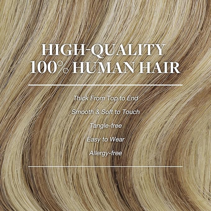 GOO GOO Clip in Hair Extensions Real Human Hair, Remy Human Hair Extensions Clip ins for Women, Natural Human Hair, 22 Inch 170g 7Pcs, 8A/22 Medium Brown Highlighted Golden Blonde