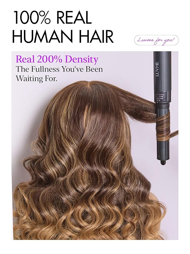 LUVME HAIR 7x6 HD Lace All-Day Comfort Wig with Bangs 200% Density Hair Lace Wigs Ombre Blonde Highlight Loose Body Wave Lace Front Wigs Human Hair Pre Cut Plucked Glueless 18 Inches