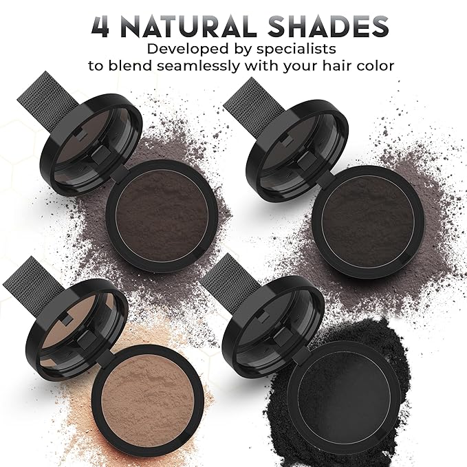 ELEVATE Hair Line Powder Instantly Conceal Hair Loss for Thinning Areas - Shadow Makeup - Root Cover Touch Up with Puff Touch - Instant Gray Coverage for Men and Women (Light Brown)