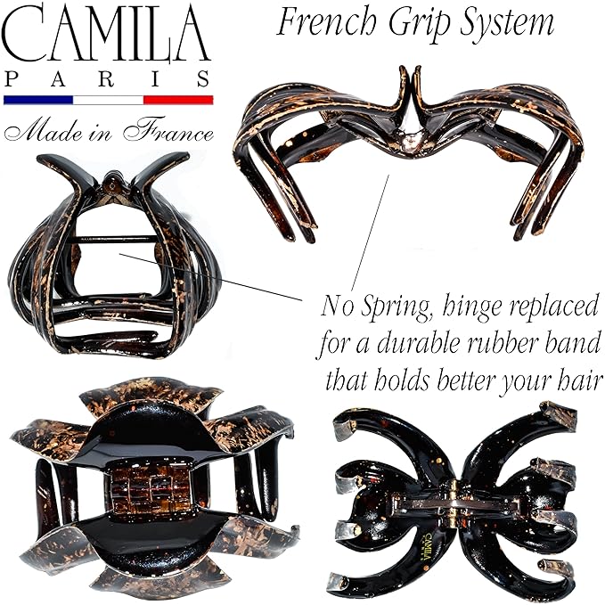 Camila Paris CP3866 French Octopus Hair Clip for Women Thick Hair and Long Curly Wavy Hair, Girls Hair Claw Clips, Styling Claw Clip for Thick Hair, Strong Hold No Slip Grip, Made in France