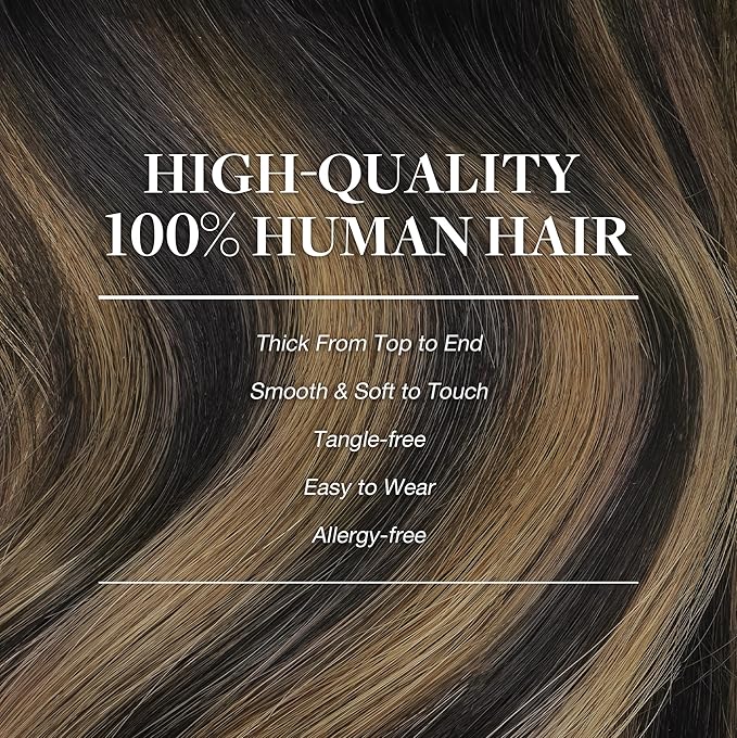 GOO GOO Clip in Hair Extensions Real Human Hair, Remy Human Hair Extensions Clip ins for Women, Natural Human Hair, 26inch 135g 7Pcs, 1B/6/1B Balayage Natural Black to Chestnut Brown