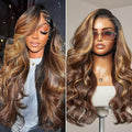 LUVME HAIR 7x6 HD Lace All-Day Comfort Wig 200% Density Hair PartingMax Lace Wigs Highlight Color Loose Body Wave Lace Front Wigs Human Hair Pre Cut Plucked Lace Frontal Glueless 22 Inches Mix Brown