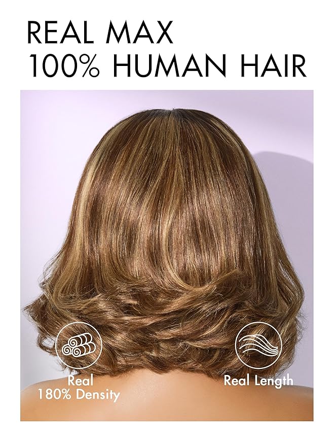 LUVME HAIR 5X5 Layer Cut Bob Wig 100% Human Hair 10 Inches Highlight Mix Brown Glueless Wigs Human Hair Pre Plucked Pre Cut Ready to Go Wig 200 Density