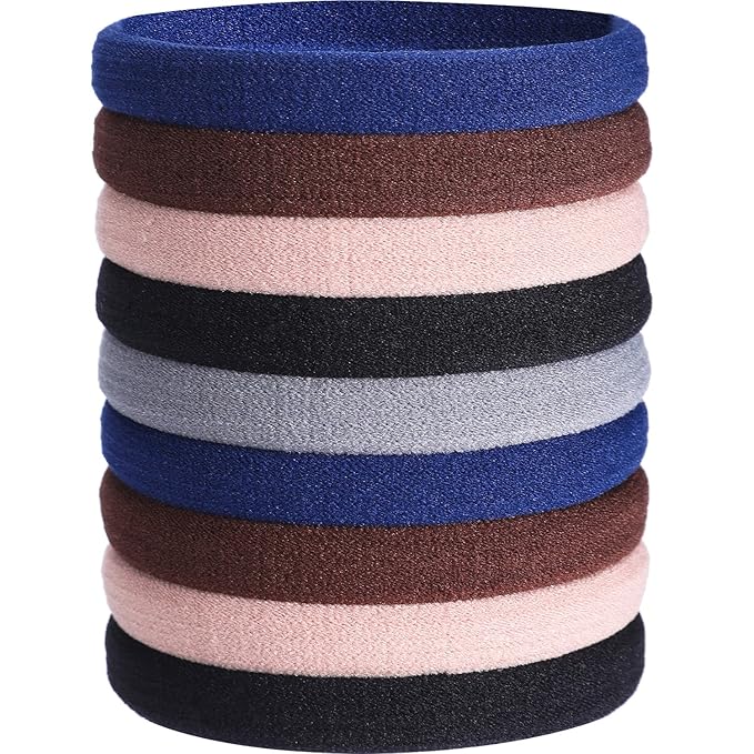 EBOOT 20 Pieces Large Stretchy Hair Ties Elastic Braids Bands Ponytail Holders Headband for Thick Heavy and Curly Hair School Home(Natural Color,5 cm in Diameter, 1 cm in Width)
