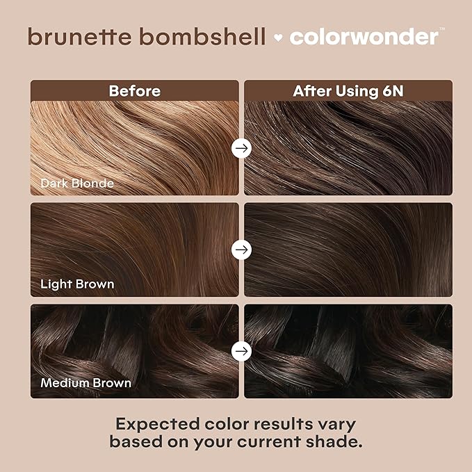 Madison Reed colorwonder Demi-Permanent Hair Color, Effortless At-Home Hair Dye, Ammonia-Free, Cruelty-Free, Brunette Bombshell (6N Medium Brown), Pack of 2