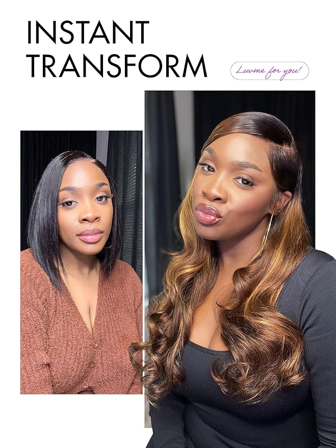 LUVME HAIR 7x6 HD Lace All-Day Comfort Wig 200% Density Hair PartingMax Lace Wigs Highlight Color Loose Body Wave Lace Front Wigs Human Hair Pre Cut Plucked Lace Frontal Glueless 16 Inches Mix Brown