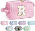 YOOLIFE Gifts for Women - Personalized Monogram Initial Pink Cute Makeup Bag for Women, Reusable Cosmetic Bag, Perfect for Daily Use, Makeup, Toiletry