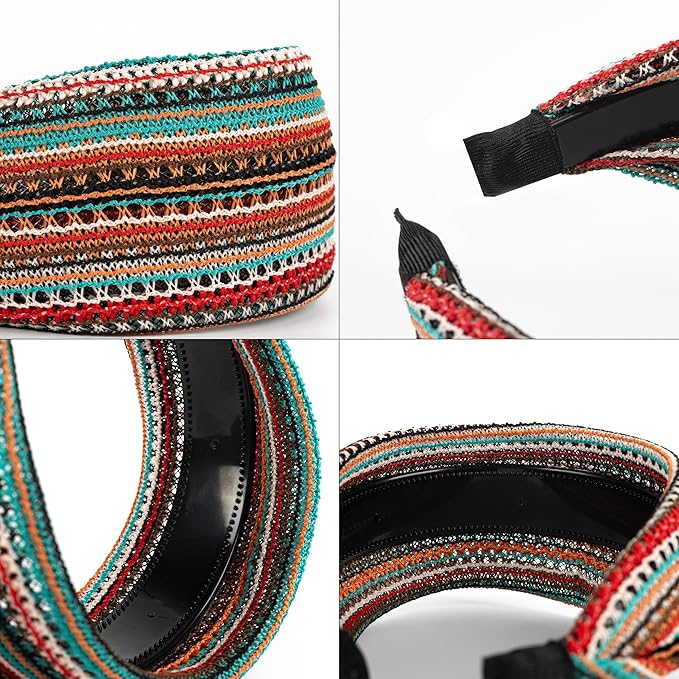 DORIS&JACKY Fashion 2.5 Inch Wide Lace Headbands Elastic Hairbands With Teeth Headwear Accessories For Women And Girls (Pattern 4-5PCS)