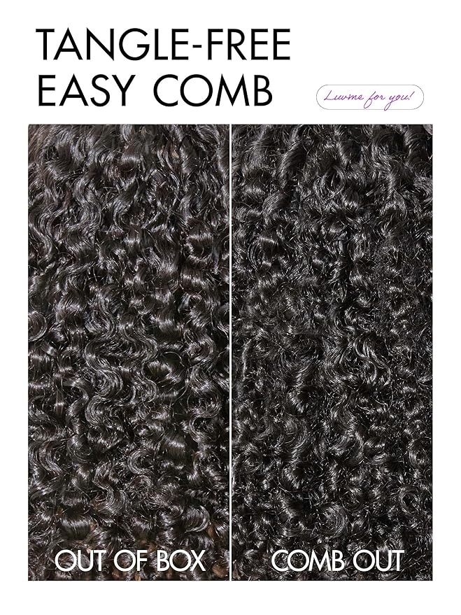 LUVME HAIR 7x6 HD Lace All-Day Comfort Burmese Messy Curly Wig PartingMax Lace Wigs Lace Front Wigs Human Hair Pre Cut Plucked Lace Frontal Glueless 26 Inches Natural Black Color