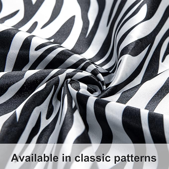 NTBAY 2 Pack Satin Queen Pillowcases for Hair and Skin, Luxurious and Silky Zebra Printed Pillow Cases with Envelope Closure, 20x30 Inches, Black and White