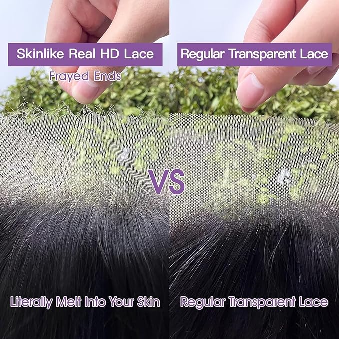 Lemoda Straight SKINLIKE Real HD 13x4 Full Lace Frontal Wigs 210% Density 15A Brazilian Straight Virgin Human Hair Lace Front Wig 26inch Invisible 0.1mm Ultra-thin Frayed Ends Tiny Knots