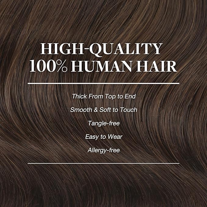 GOO GOO Clip in Hair Extensions Real Human Hair, Remy Human Hair Extensions Clip ins for Women, Natural Human Hair, 26inch 135g 7Pcs, 4A Chocolate Brown