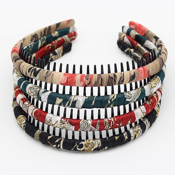 boho hair band headbands for women/Girls teeth Comb Hair Accessories Non-slip hairband Resin hair hoop (4 PCS)