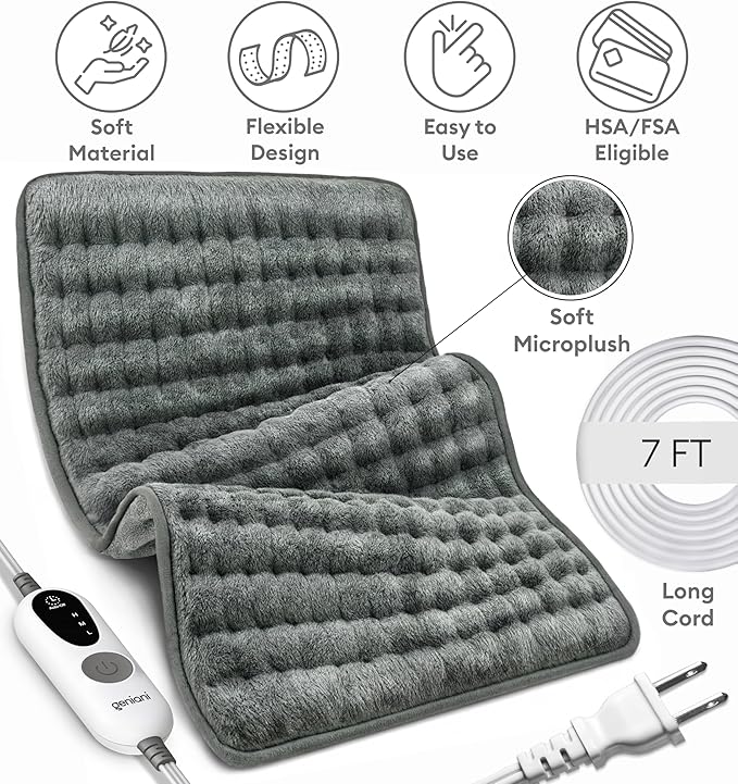 GENIANI XL Electric Heating Pad for Back Pain & Cramps Relief, Electric Throw, Auto Shut Off, Machine Washable, Moist Heat Pad for Neck & Shoulder - Christmas Gift for Women, Extra Large 24x12