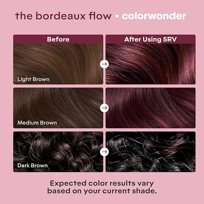 Madison Reed colorwonder Demi-Permanent Hair Color, Effortless At-Home Hair Dye, Ammonia-Free, Cruelty-Free, The Bordeaux Flow (5RV Dark Burgundy Red), Pack of 2
