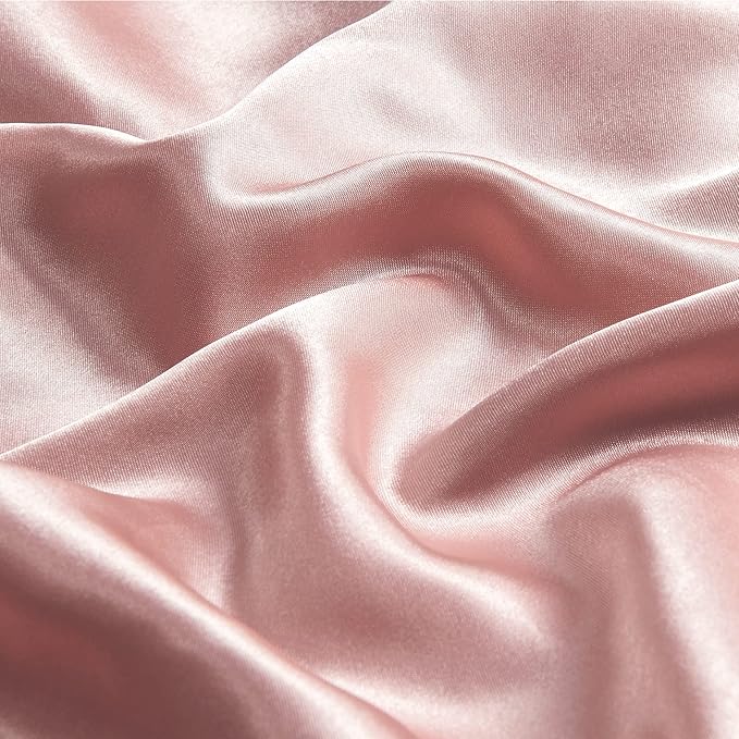 BEDELITE Satin Pillowcase with Zipper 2 Pack, Rose Pink Pillow Cases Standard Size, Super Soft and Cooling Similar to Silk Pillow Cases, Gift for Women Men(20x26 Inches)