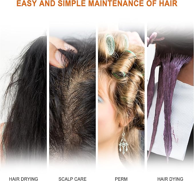 Elitzia Hair Steamer Micro Mist Aroma Steam Mister Hooded 4 Color Light Hair Care Professional for Natural Black Hair Use Shampoo Bowl Hair Wash Recline Chair Black Color with UV Protect Coat ET19290